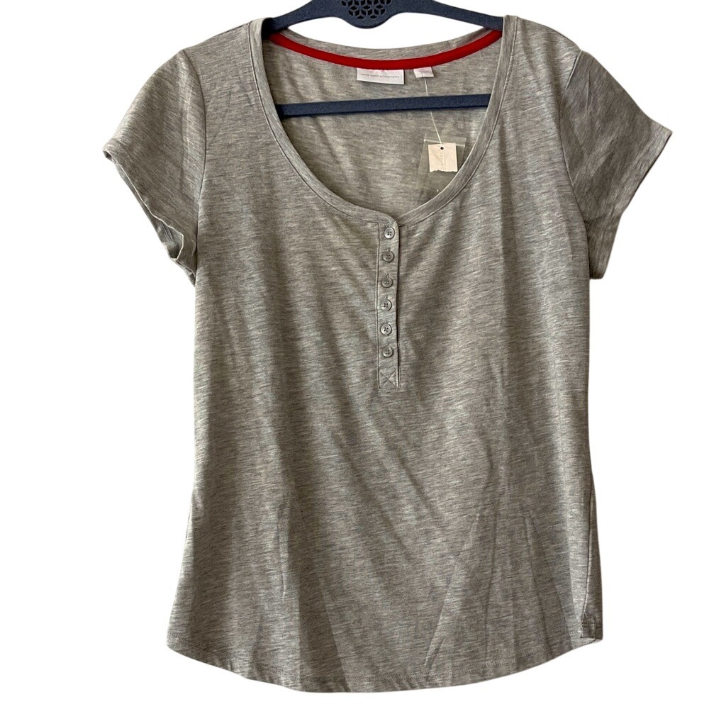New York & Company Gray Women's Henley‎ Top Medium NWT